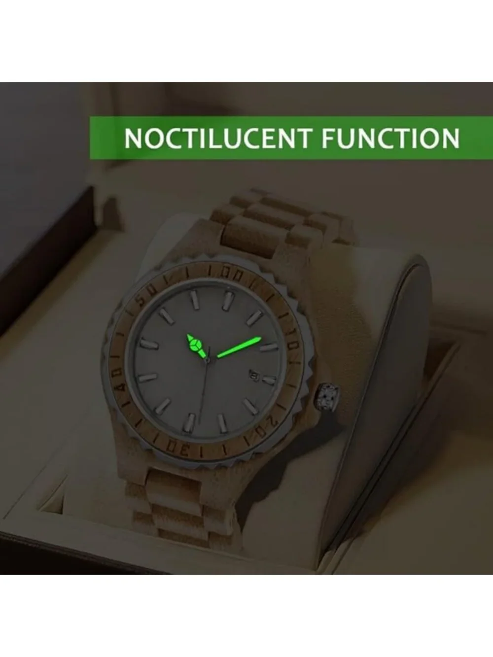 Men Watch Colorful Two Tone Wooden Handmade Analog Dial Quartz Casual Wristwatch